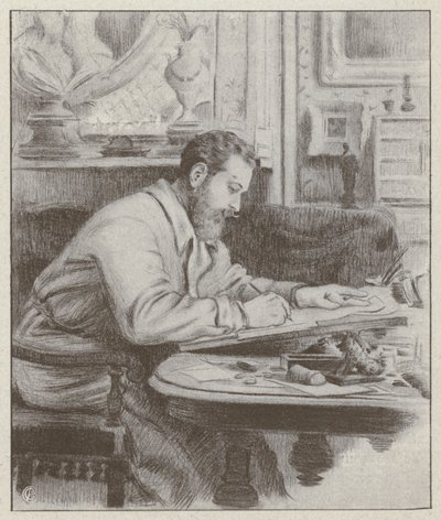 Albert Guillaume'nin portresi, Fransız ressam ve karikatürist (litho) by French School