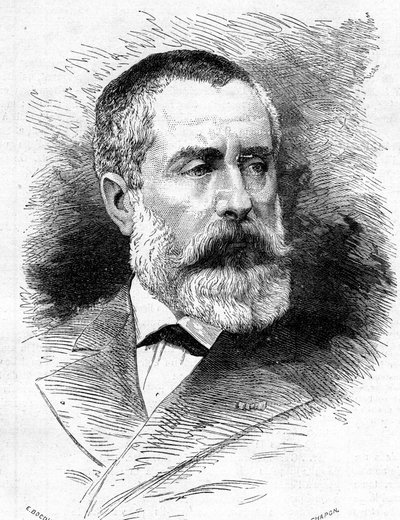 Auguste Emmanuel Vaucorbeil (1821-1884), Fransız besteci ve Paris Operası yönetmeni portresi. 26 Temmuz 1879 tarihli “Le Monde Illustré” n°1165