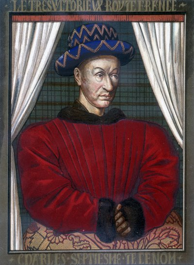 Charles VII (1403 - 1461), Fransa Kralı portresi. by French School