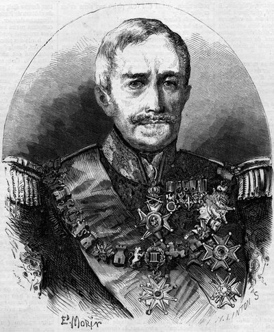 Spirit Victor Elisabeth Boniface de Castellane (1788-1862), Fransız mareşal portresi. 1 Mayıs 1858 tarihli “” Le Monde Illustré” n°56