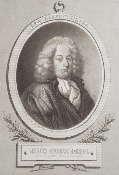 Portrait of George Frederick Handel (1685-1759) frontispiece of a music score by French School