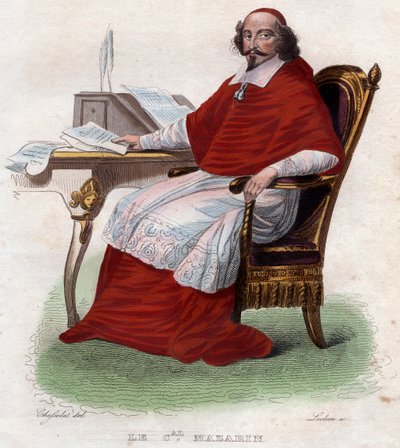 Jules Mazarin (1602-1661), Fransız İtalyan kardinal, diplomat ve politikacının portresi. by French School