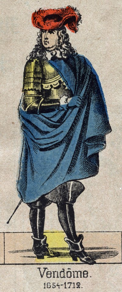 Louis-Joseph (Louis Joseph) de Bourbon'un (1645-1712) portresi Grand Vendome, Penthievre Dükü ve Mercoeur, ardından Vendome Dükü ve Fransa Çifti. 19. yüzyılın sonundan Epinal görüntüsü. by French School