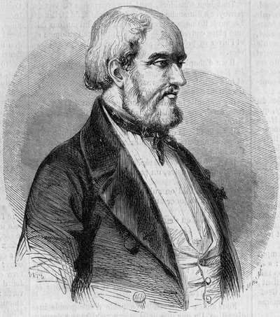 Louis Garneray (1783-1857), Fransız denizci, ressam ve deniz tarihçisi portresi. Gravür “” Le Monde Illustré” n°26, 10 Ekim by French School