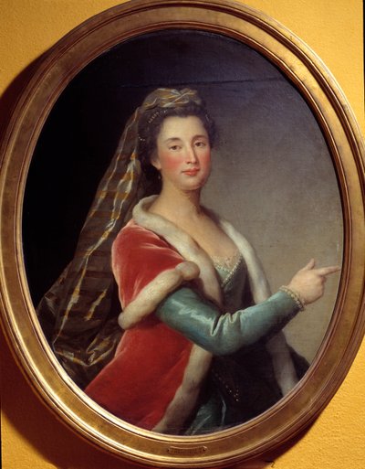 Roxane rolündeki Marie Desmares La Champmesle (1642-1698) aktrisinin portresi. anonim resim by French School