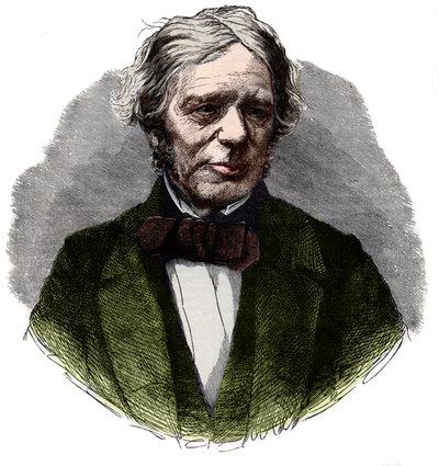 Michael Faraday (1791-1867), İngiliz kimyager ve fizikçi portresi. by French School