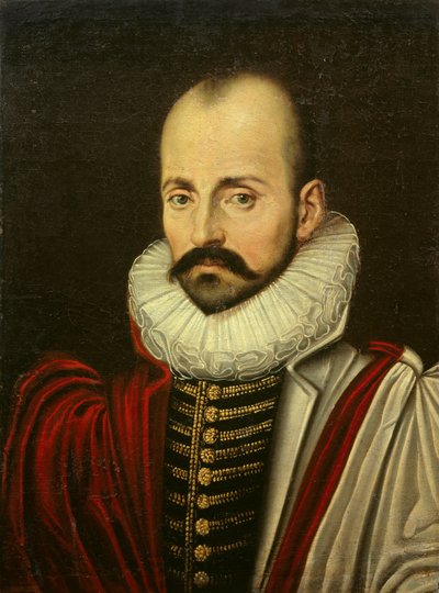 Fransız hümanist filozof Michel Eyquem de Montaigne'nin (1533-1592) portresi. 17. yüzyılın ilk çeyreğine ait Fransız Okulu'nun resmi. Karartma 0,70 x 0,52 m by French School
