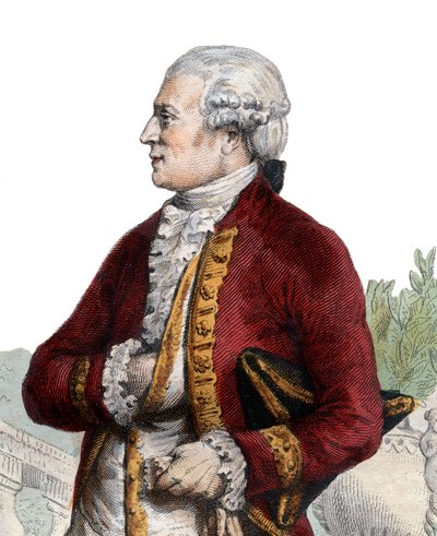 Pierre Augustin Caron de Beaumarchais (1732-1799), Fransız saatçi, mucit, müzisyen, diplomat ve yazar portresi. by French School