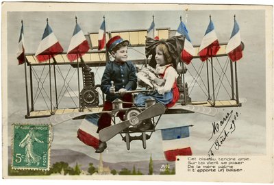 Kartpostal: Üzerinizdeki bu şefkatli kuş dostunuz gelip sizi öptüğü anavatandan istemeye geliyor, 24 Ağustos by French School