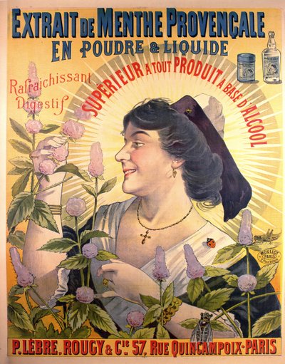 Afiş reklamı Extract de Menthe Provencale Fransız sindirimi by French School