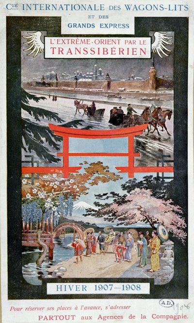 Trans Sibirya Demiryolunun reklam afişi, 1907-8 kışı by French School