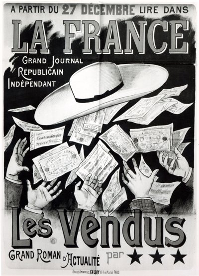 Panama Olayını konu alan Les Vendus romanının reklam afişi, c. 1892-95 by French School