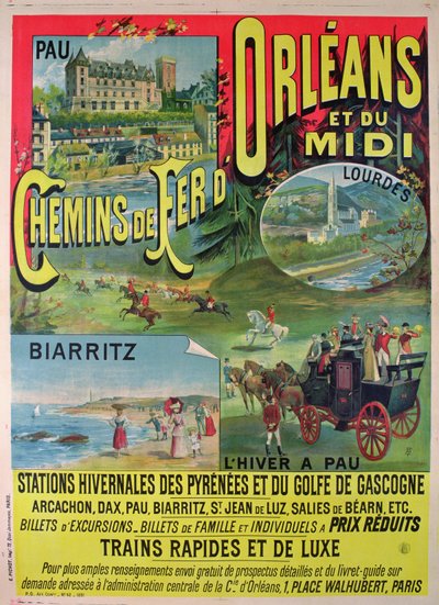 Orleans ve Midi, Fransa demiryollarının reklamını yapan afiş by French School