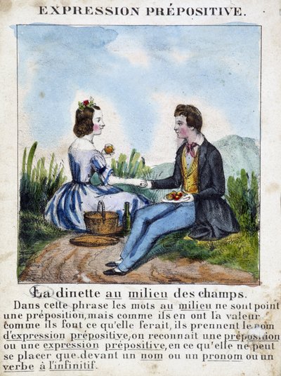 Edat ifadesi (Tarlaların ortasındaki yemek odası) - 1850 dolaylarında görüntülerde dilbilgisi kitabı by French School