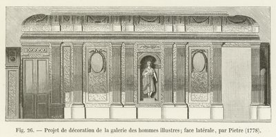 Ünlü erkeklerin galerisi için dekorasyon projesi; yan yüz, Pietre tarafından, 1778 by French School
