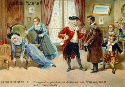 Promosyon kartı reklamı Le Bon Petit Diable, Comtesse de Segur, on dokuzuncu yüzyıl sonu by French School