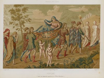 Psyche bir sedye üzerinde havada taşındı by French School