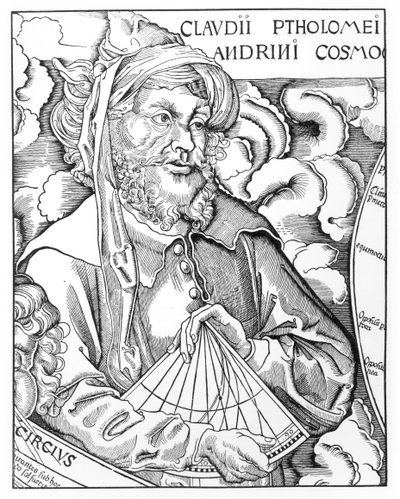 Ptolemy (Claudius Ptolemaeus) (c.90-168) bir sekstant tutuyor by French School
