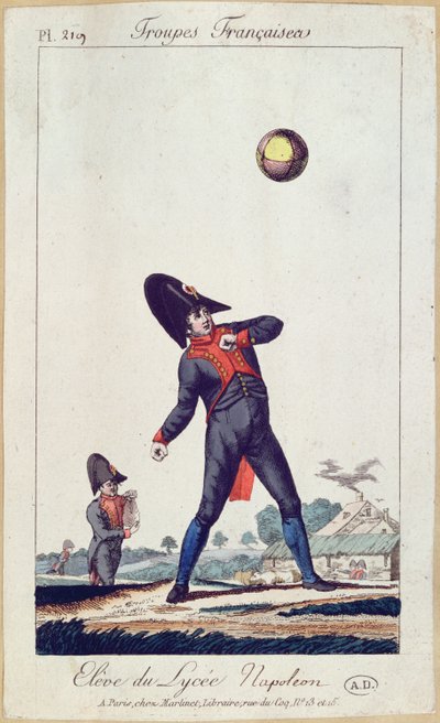 Lise Napolyon Oynayan Balonun Öğrencisi, c.1805 (renkli gravür) by French School