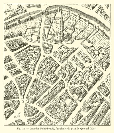 Saint-Benoit bölgesi, Quesnel planının tıpkıbasımı, 1608 by French School