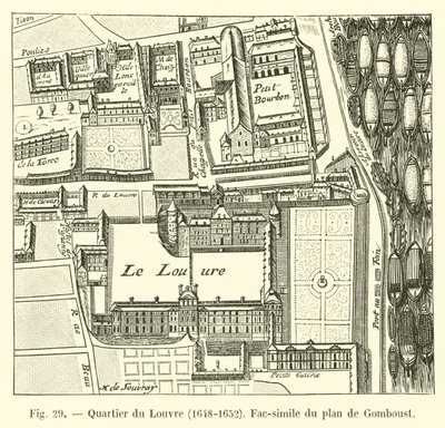 Louvre bölgesi, 1648-1652, Gomboust planının tıpkıbasımı by French School