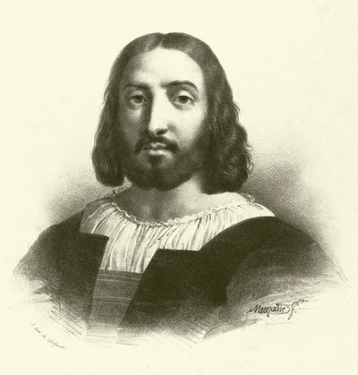Raphael olarak bilinen Raffaello Sanzio da Urbino, portre (gravür) by French School