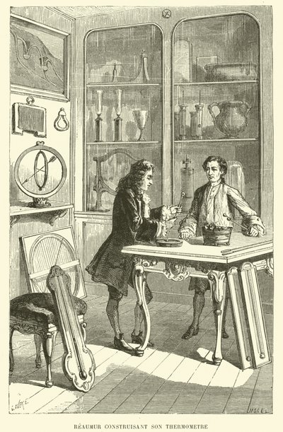 Reaumur termometresini yapıyor (gravür) by French School