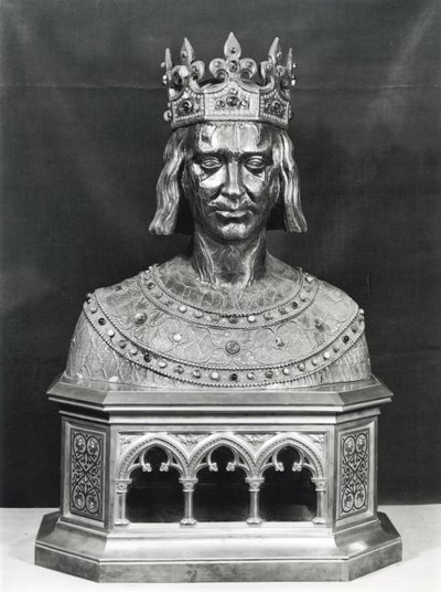 St. Louis (1214-70) kutsal emanet büstü (gümüş yaldızlı) by French School
