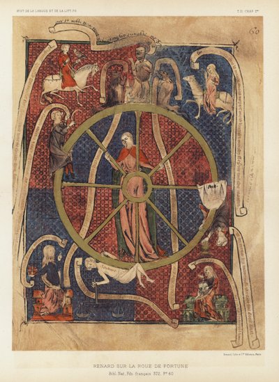Renard Sur La Roue De Fortune (renkli taş baskı) by French School