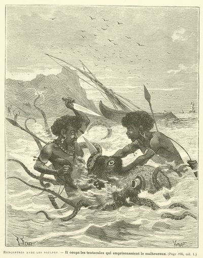 Ahtapotlarla Karşılaşmalar (gravür) by French School