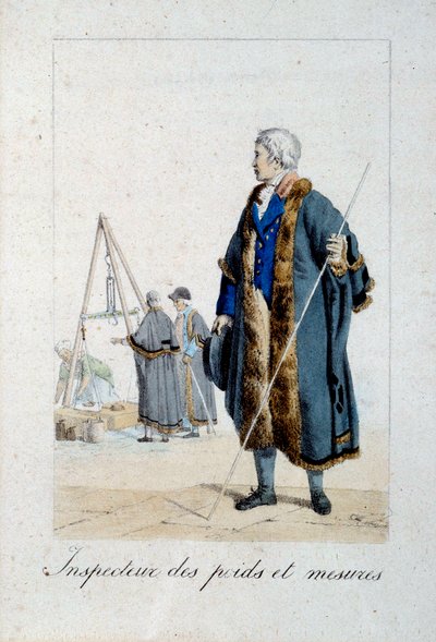 Ağırlık ve ölçü müfettişinin temsili. by French School