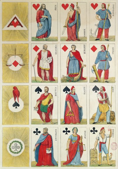 1848 Devrimi döneminden kalma Cumhuriyetçi oyun kartlarının çoğaltılması by French School