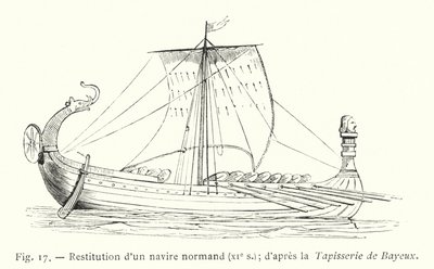 Bir Norman gemisinin restitüsyonu, 11. yüzyıl; Bayeux Goblen