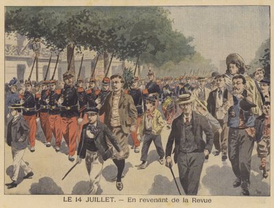 Bastille Günü geçit töreninden eve dönüş (renkli taş) by French School