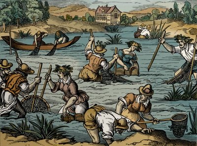 Nehir Balıkçılığı, 1584'ten (gravür) by French School