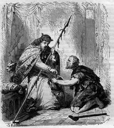 Dindar Robert II (972-1031), Fransa Kralı, badem dağıtıyor. Maurice Lachatre