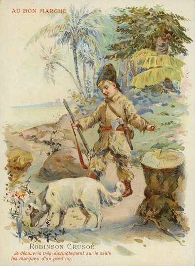 Robinson Crusoe köpeğiyle by French School