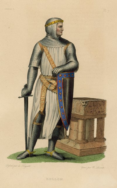 Rollon (renkli gravür) by French School