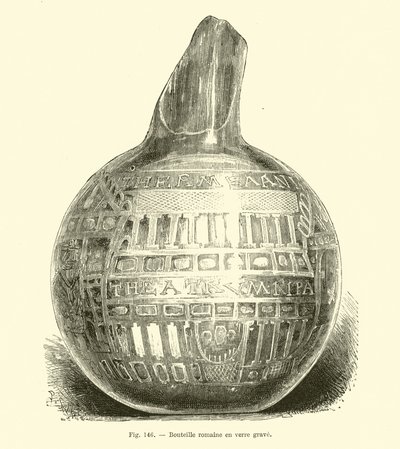 Roma oymalı cam şişe by French School