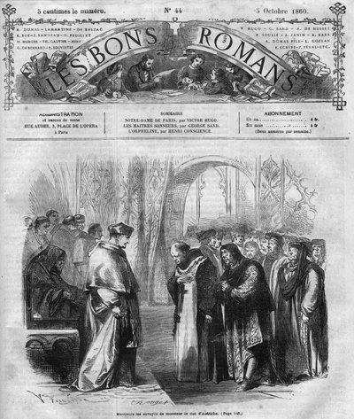 Roman dizisi: “” Notre Dame de Paris”” Victor Hugo (1802-1885). “İyi romantizm” de gravür by French School