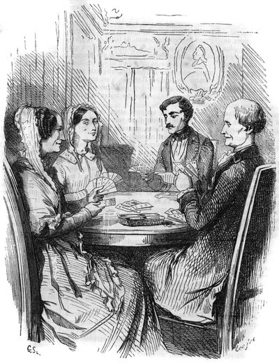 Roma dizisi: Alexandre Dumas (1802-1870) tarafından “Monte Cristo Kontu” (Monte-Cristo). Dört karakter arasında bir kağıt oyunu. “Les bons romantizm”de gravür by French School