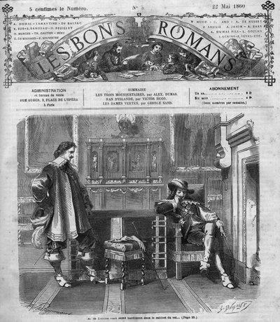 Roma dizisi: Alexandre Dumas (1802-1870) tarafından "Üç Silahşörler". Mösyö de Treville cesurca kralın ofisine geri döner. “Les bons romantizm”de gravür by French School