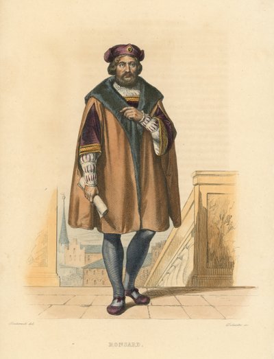Ronsard (renkli gravür) by French School