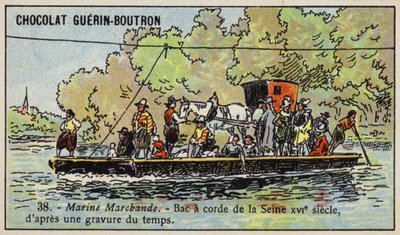 Fransa, Seine Nehri boyunca halatlı feribot by French School