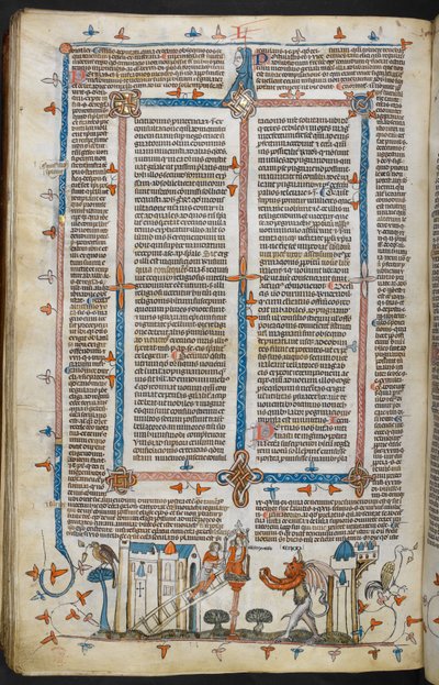 Royal MS 10 E IV, f.209v, The Painter and the Devil, Decretals of Gregory IX ve parlak Bernard of Parma ('Smithfield Decretals'), c.1300-40 (parşömen) by French School