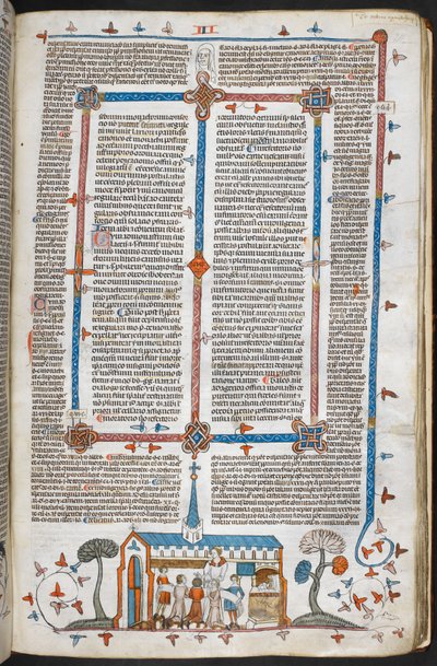 Royal MS 10 E IV f.211r, toplu halde iletişim kuranların bir alt-sayfa sahnesi, c.1300-40 (parşömen üzerine kalem ve mürekkep ve tempera) by French School