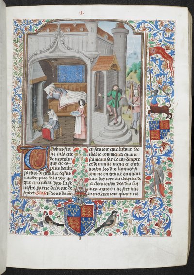 Royal MS 15 D I f.18r Hasta bir adama bakan kadınlar, 