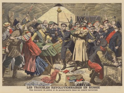 Rus polisi devrimci bir toplantıyı bölüyor (renkli taş) by French School