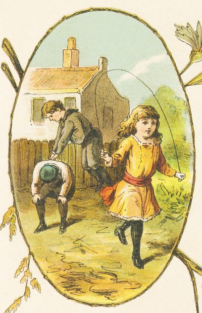 S: Suzanne, kardeşleri Sylvestre ve Simon Saute-Mouton oynarken ip atlayarak eğleniyor by French School