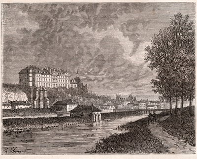 Sable-sur-Sarthe (Sable sur Sarthe) - VA Malt-Brown tarafından “La France illustree: coğrafya, tarih, istatistiksel yönetim” de gravür. 1884 by French School